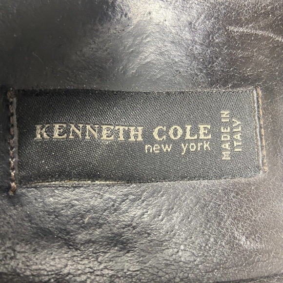 Kenneth Cole Men\'s Brown Leather Square Toe Lug Sole Oxford sz 9.5 Made In Italy